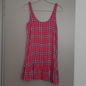 Hollister Pink Plaid Ruffle Hem Tank Dress S